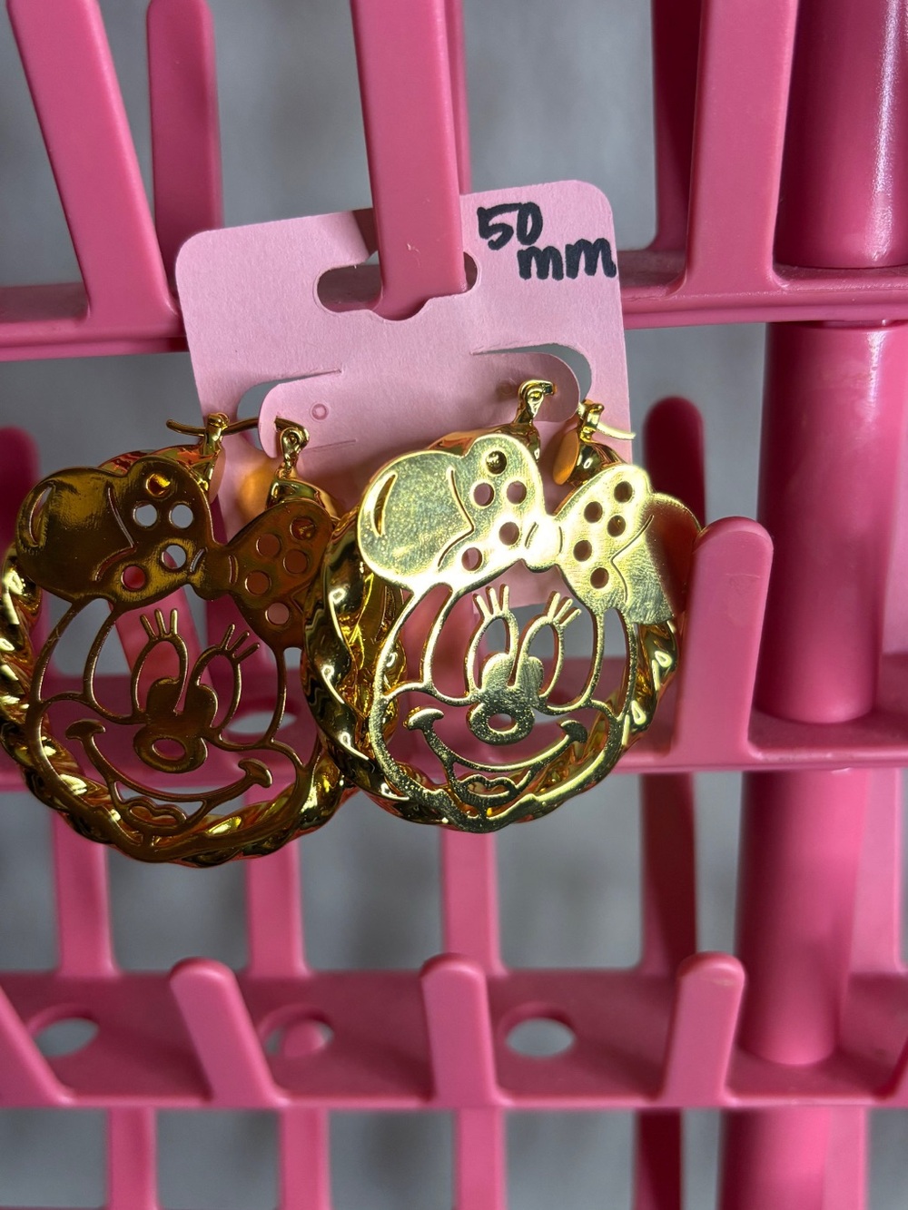 Gold-Plated Minnie Mouse Hoop Earrings - Women Accessories